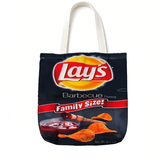 Canvas Tote Printed in Lay's Barbecue "Family Size" new