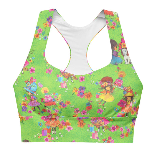 Vintage Flower Girls Longline Sports Bra (XS-3XL)