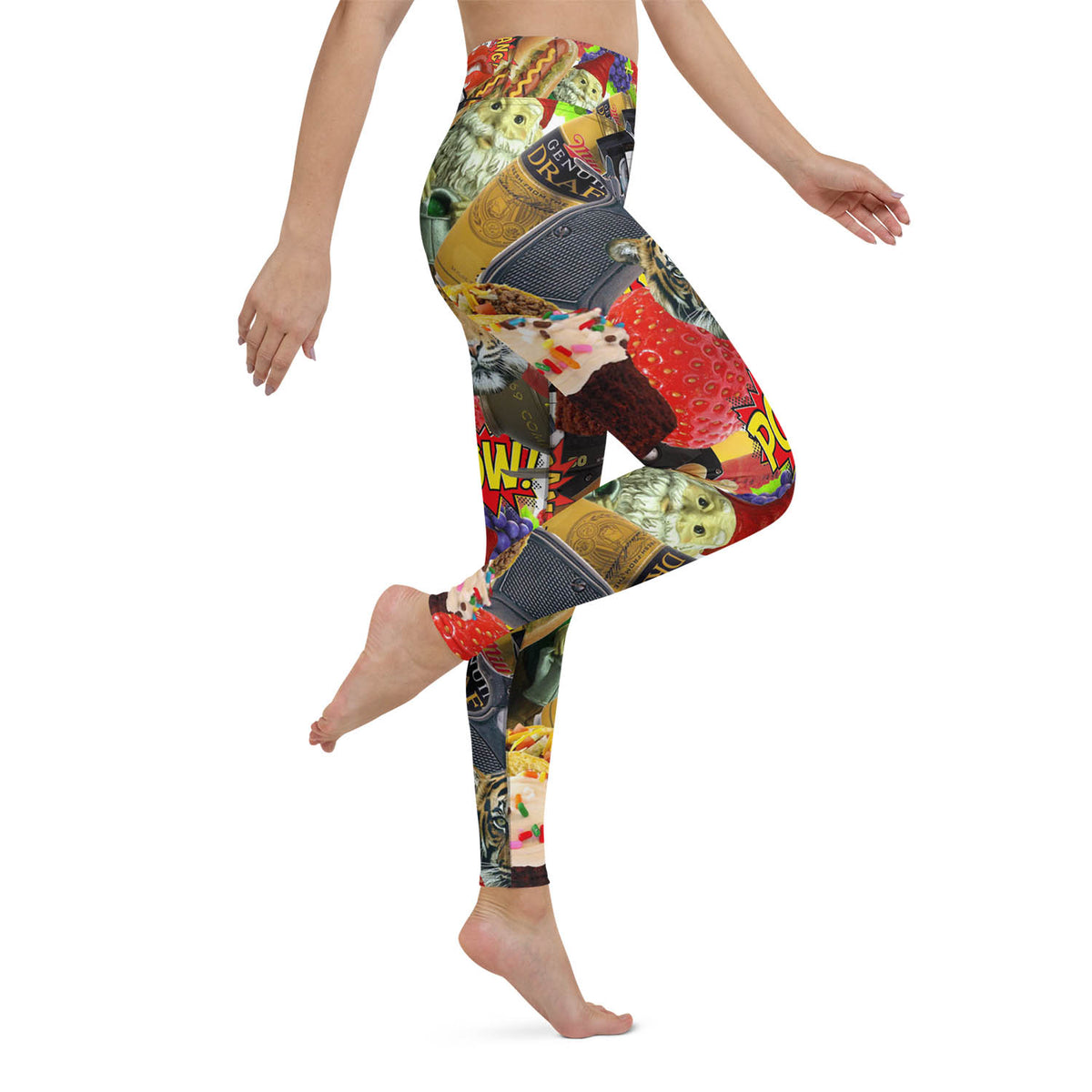Hotdogs Grenades and Tigers Oh My High Waisted Workout Leggings