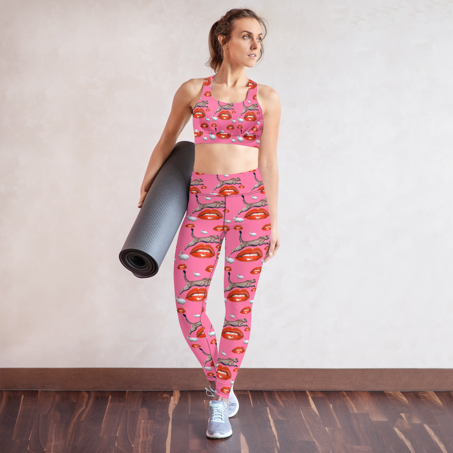 Cheetah Lips and Bunnies High Waisted Workout Leggings