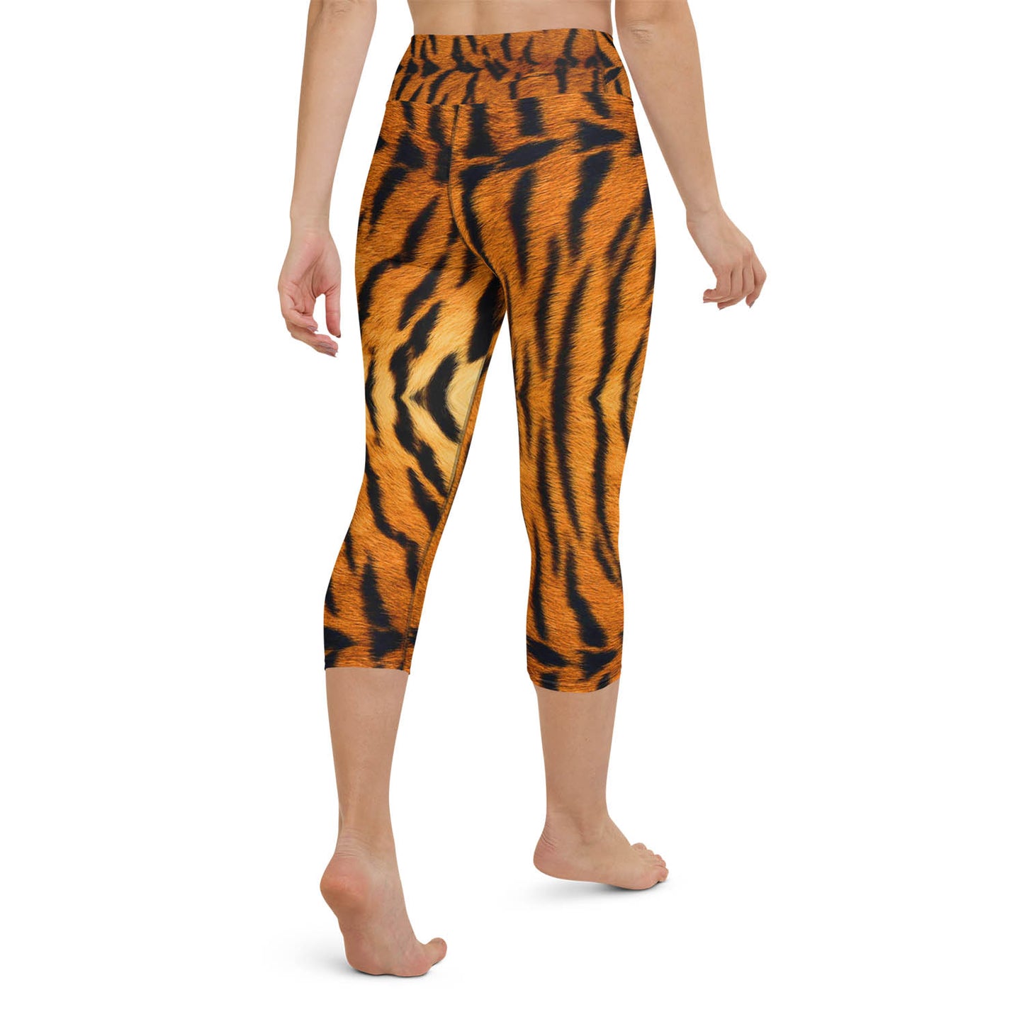 Tiger Print High Waisted Capri Workout Leggings