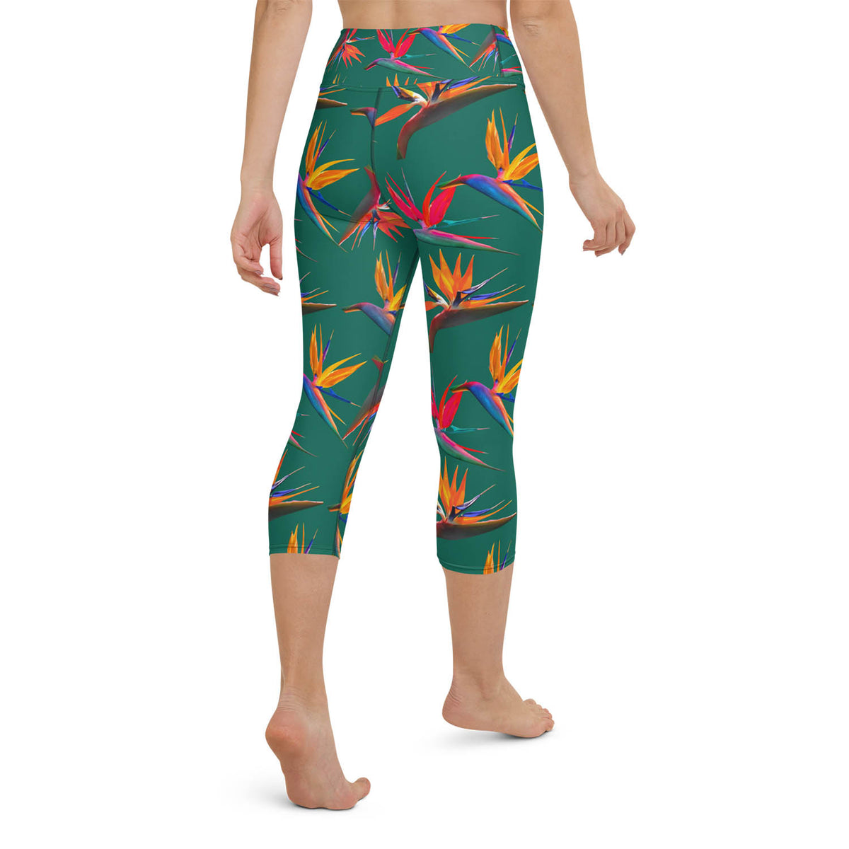 Birds of Paradise High Waisted Capri Workout Leggings