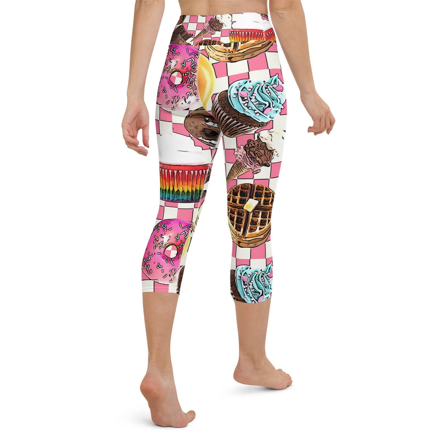 Donuts Cupcakes and Waffles High Waisted Capri Workout Leggings