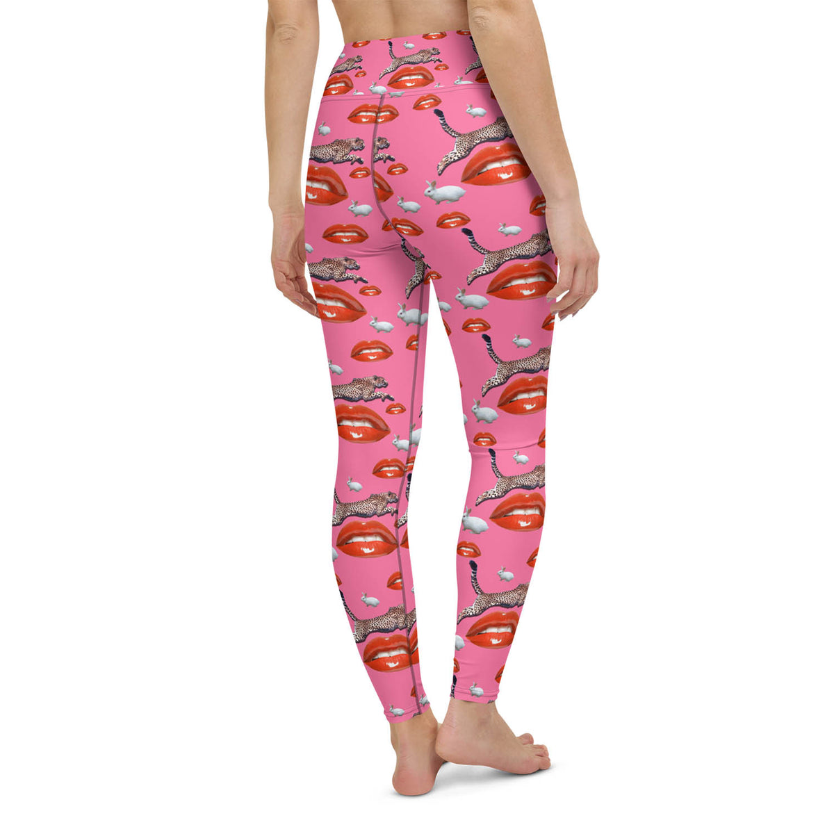 Cheetah Lips and Bunnies High Waisted Workout Leggings