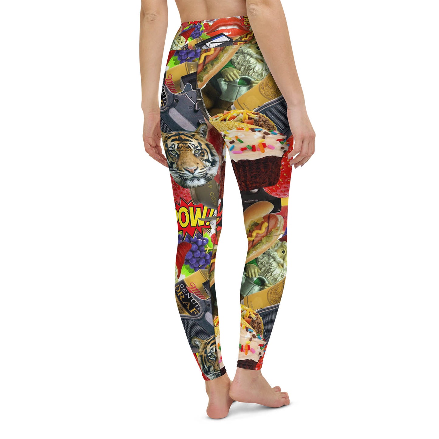 Hotdogs Grenades and Tigers Oh My High Waisted Workout Leggings