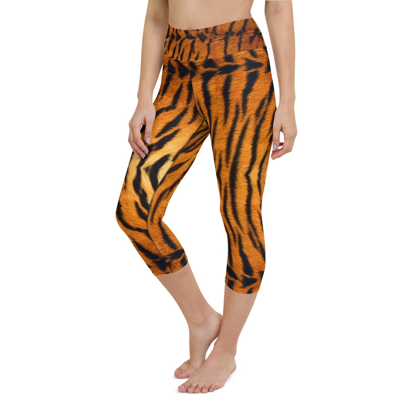 Tiger Print High Waisted Capri Workout Leggings