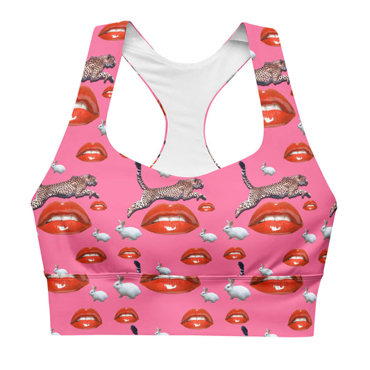 Cheetah Lips and Bunnies Longline Sports Bra (XS-3XL)