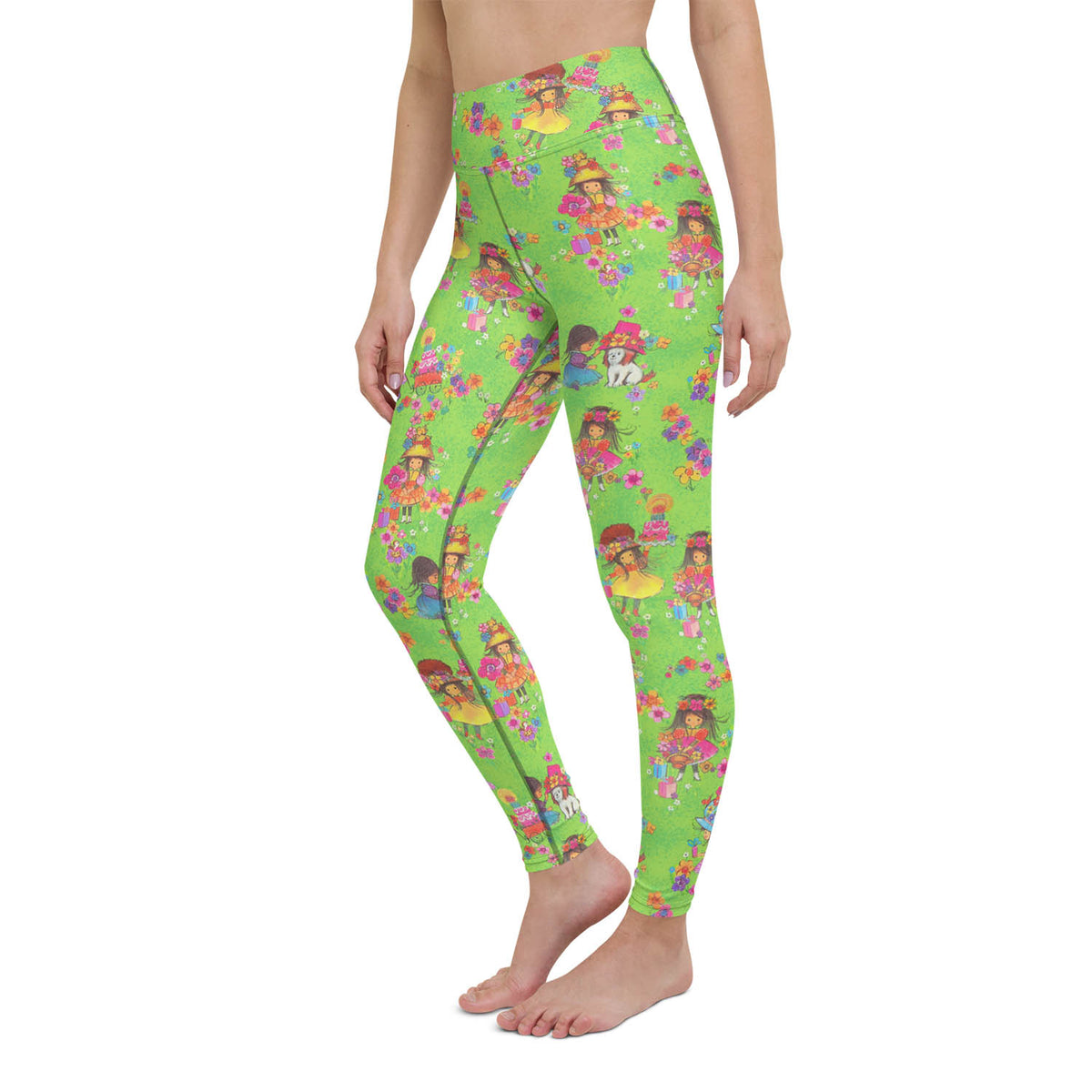Vintage Flower Girls High Waisted Workout Leggings