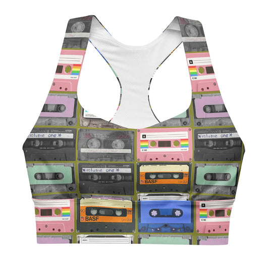 Cassette Mix Tape Longline Sports Bra (XS-3XL)