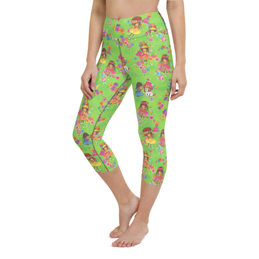 Vintage Flower Girls Capri Workout Leggings