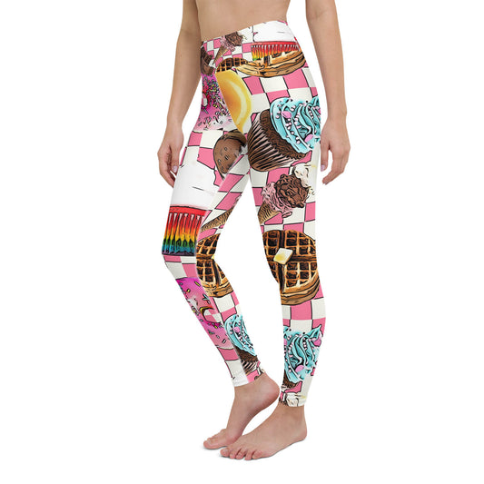 Donuts Cupcakes and Waffles High Waisted Workout Leggings