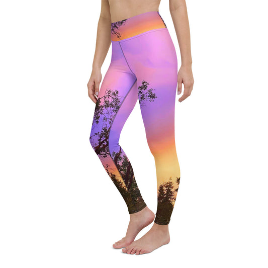 Sherbet Colored Sunset High Waisted Workout Leggings