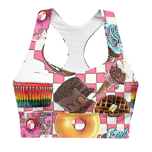 Donuts, Cupcakes and Waffles Longline Sports Bra (XS-3XL)