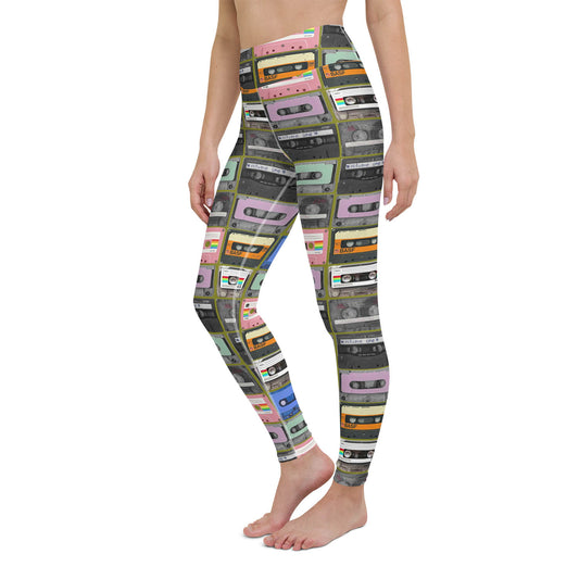 Cassette Mix Tape High Waisted Workout Leggings