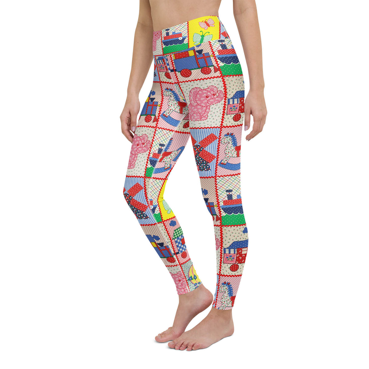 Vintage Pink Elephant High Waisted Workout Leggings (XS-X6)