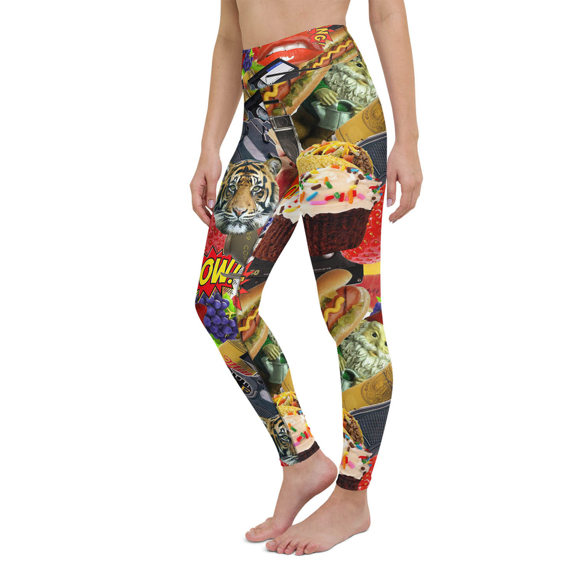Hotdogs Grenades and Tigers Oh My High Waisted Workout Leggings