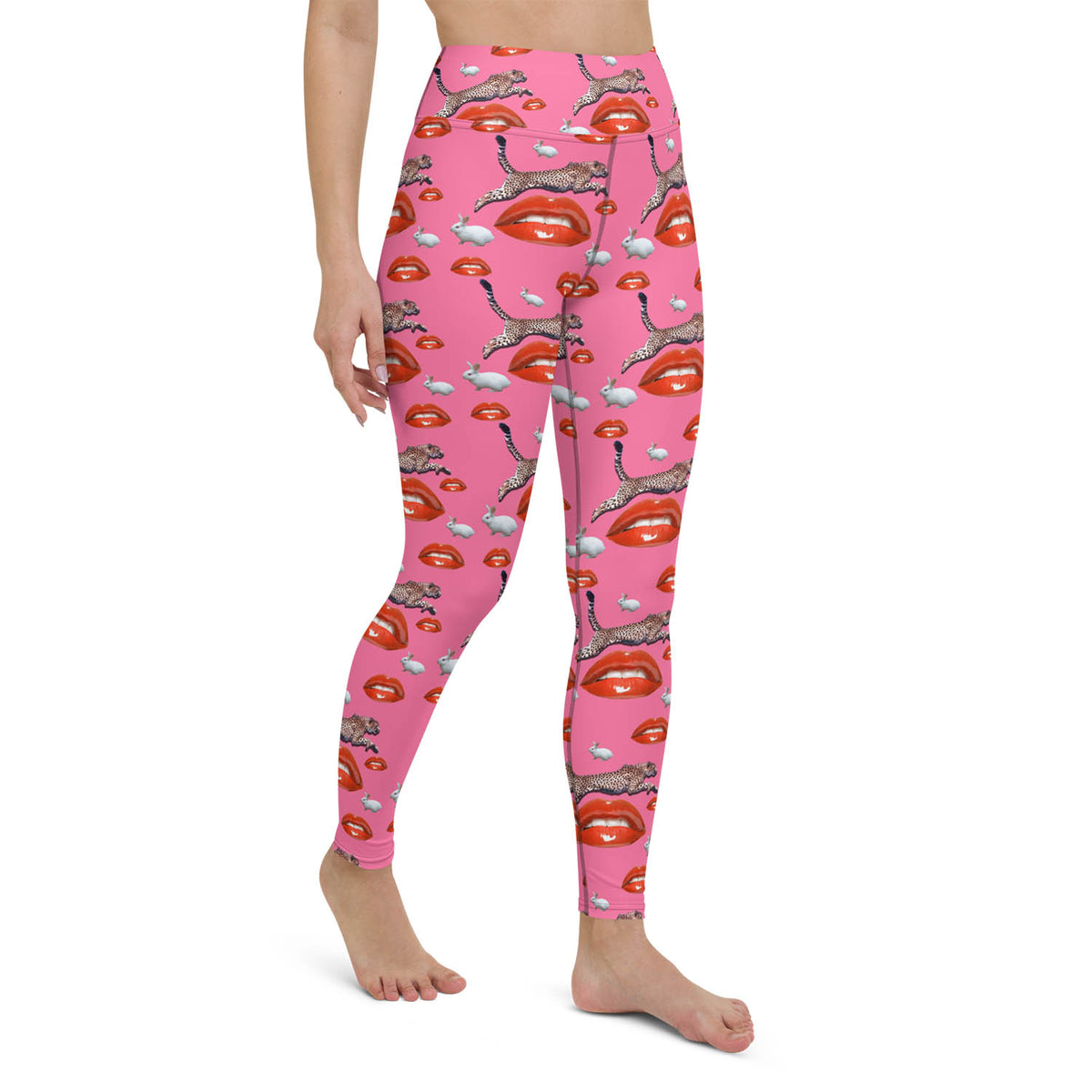 Cheetah Lips and Bunnies High Waisted Workout Leggings