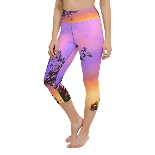 Sherbet Colored Sunset Capri Workout Leggings
