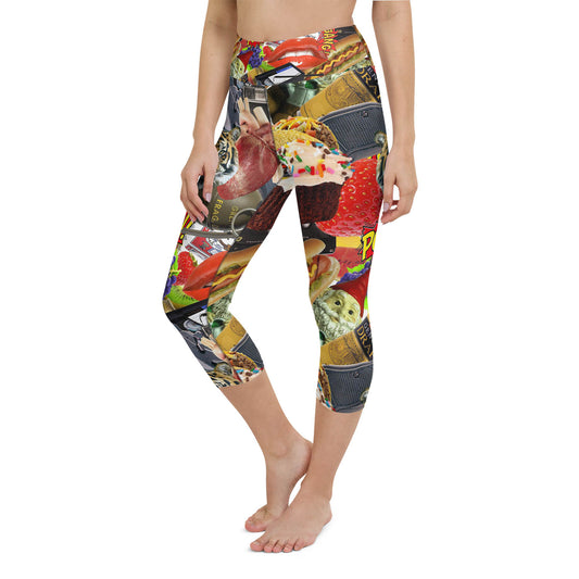 Hotdogs Grenades and Tigers Oh My High Waisted Capri Workout Leggings