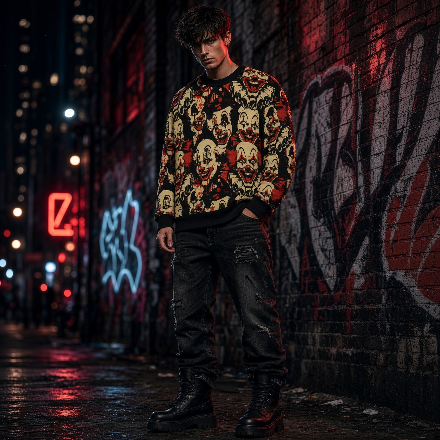 Nightmare Carnival Clown Sweater