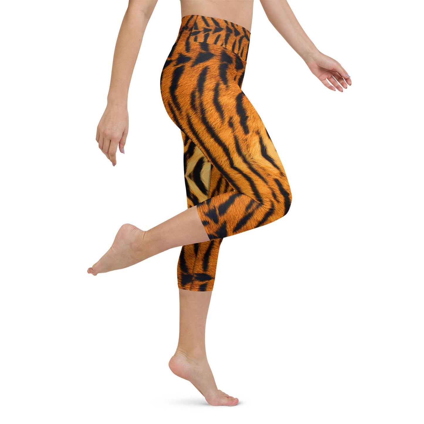 Tiger Print High Waisted Capri Workout Leggings