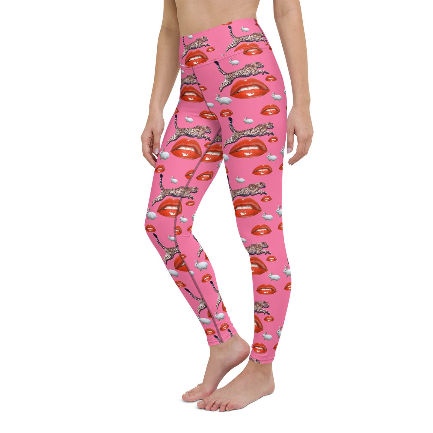 Cheetah Lips and Bunnies High Waisted Workout Leggings