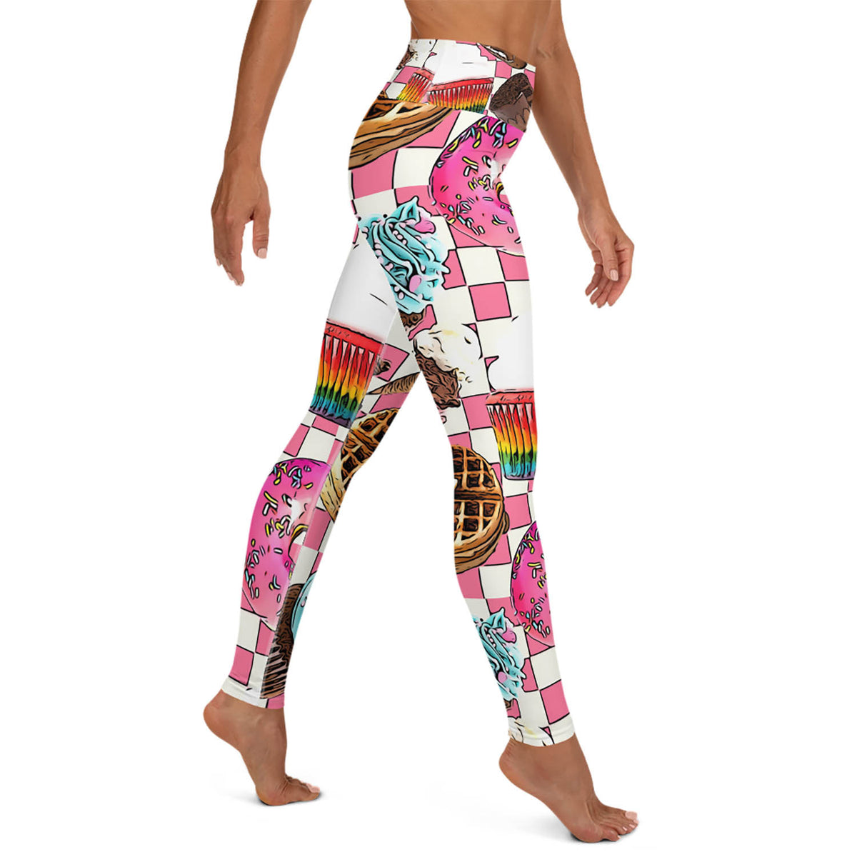 Donuts Cupcakes and Waffles High Waisted Workout Leggings