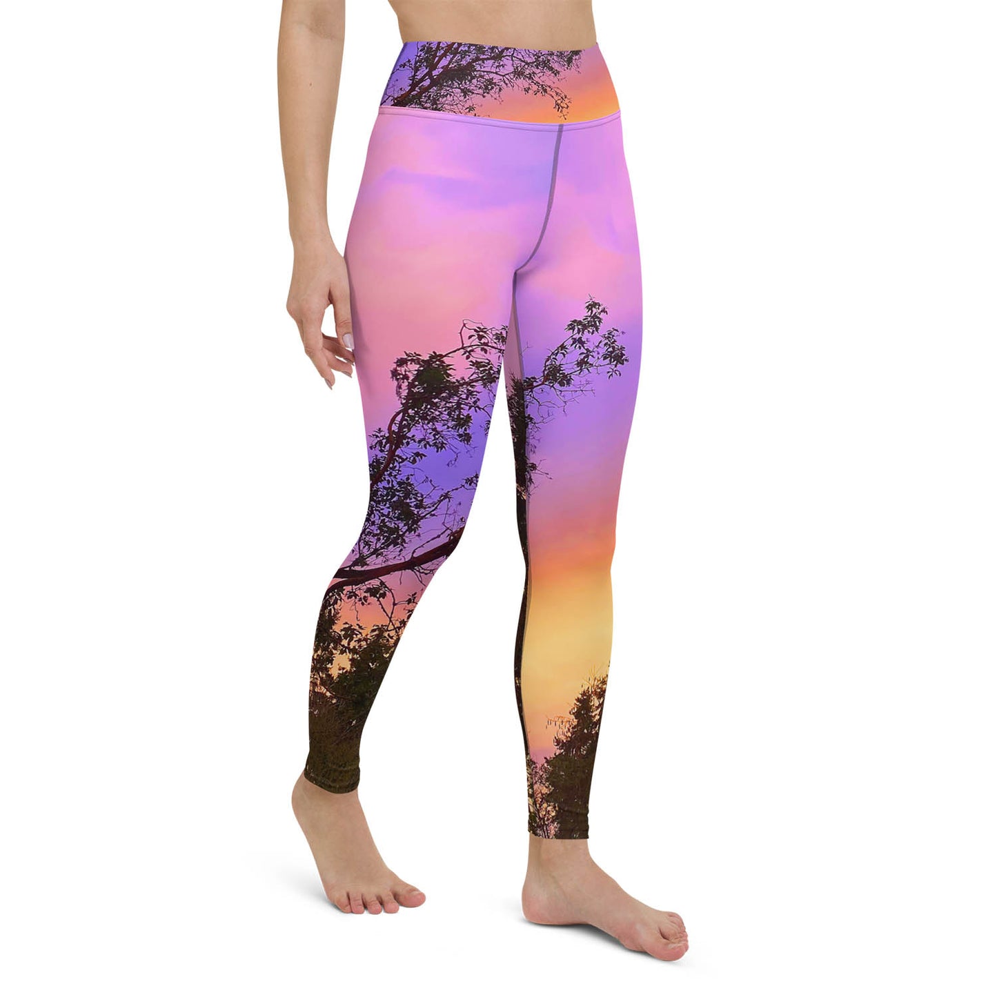 Sherbet Colored Sunset High Waisted Workout Leggings