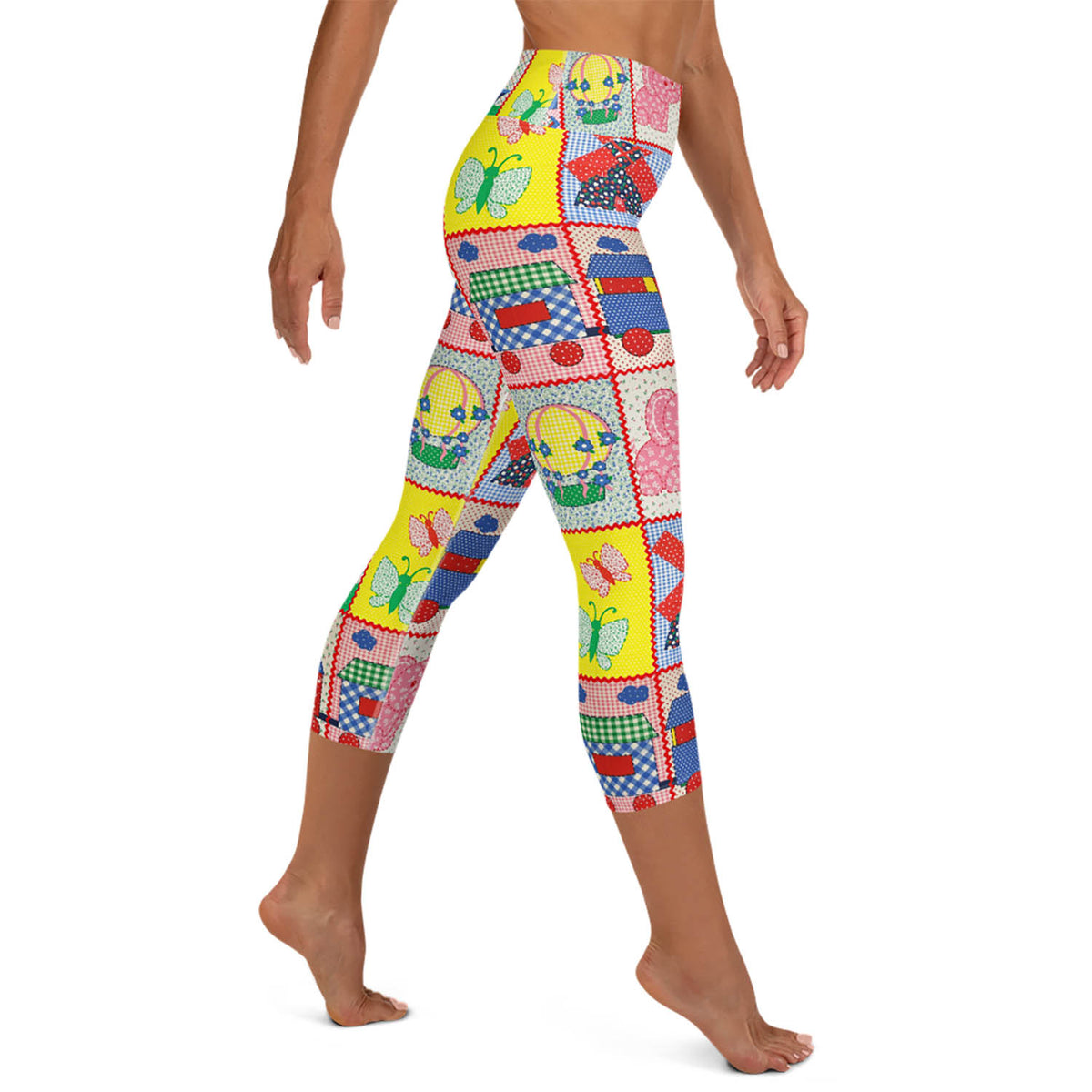 Vintage Pink Elephant Capri Workout Leggings