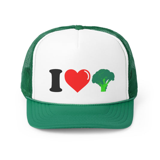 I Heart Broccoli Green Trucker Hat