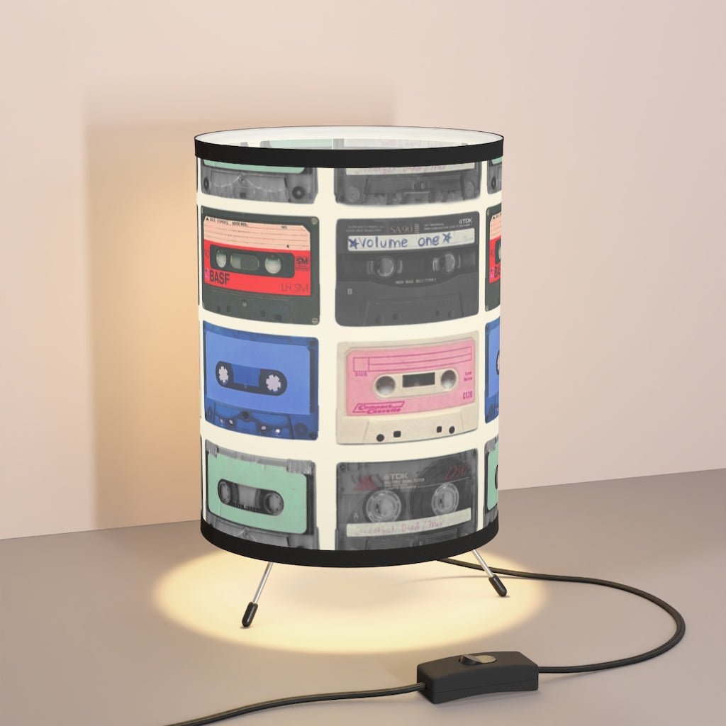 Cassette Tape Realness - Tripod Lamp with Printed Shade - Jeanjai