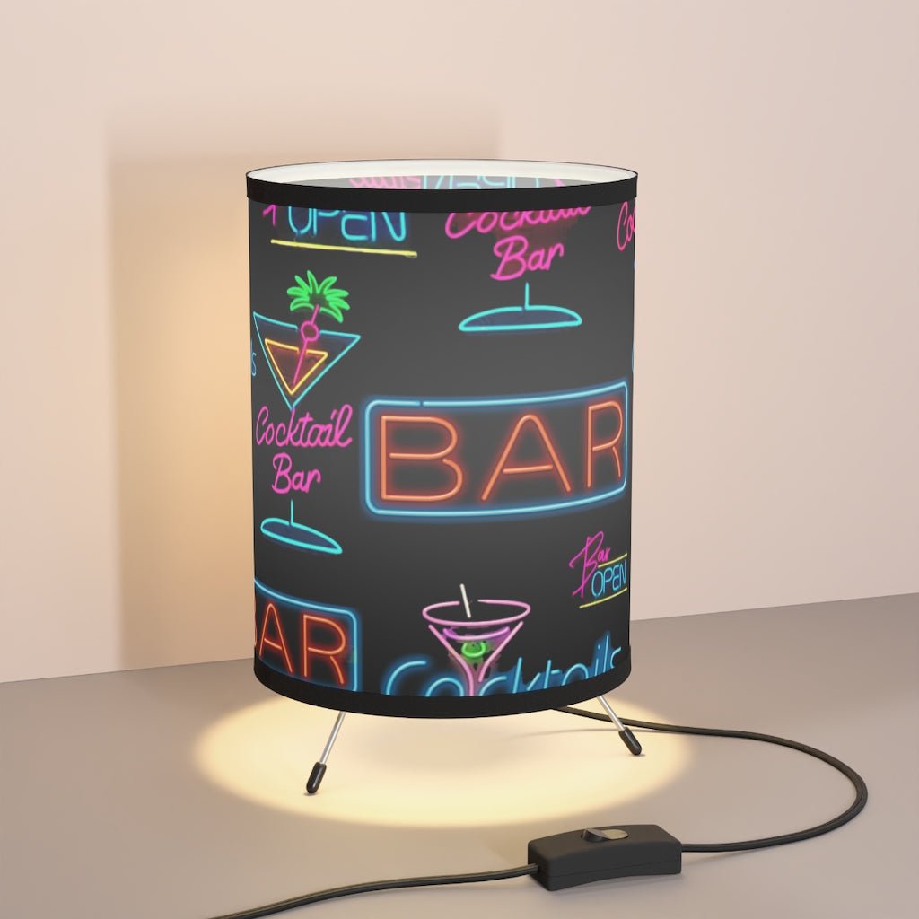 Cocktail Neon Lights - Tripod Lamp with Printed Shade - Jeanjai