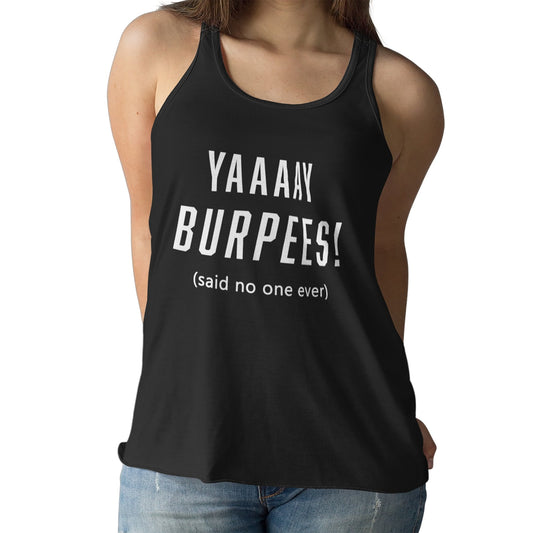 YAAAY BURPEES (Said No One Ever) Women's Ideal Racerback Tank in Black - Jeanjai